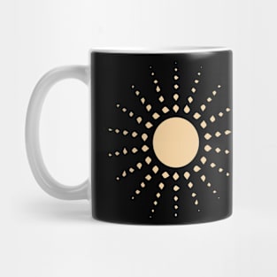 bohemian astrological design with sun, stars and sunburst. Boho linear icons or symbols in trendy minimalist style. Modern art Mug